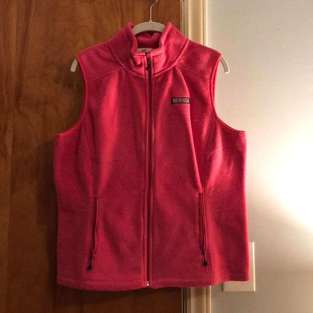 Hot pink vineyard vines fleece vest
